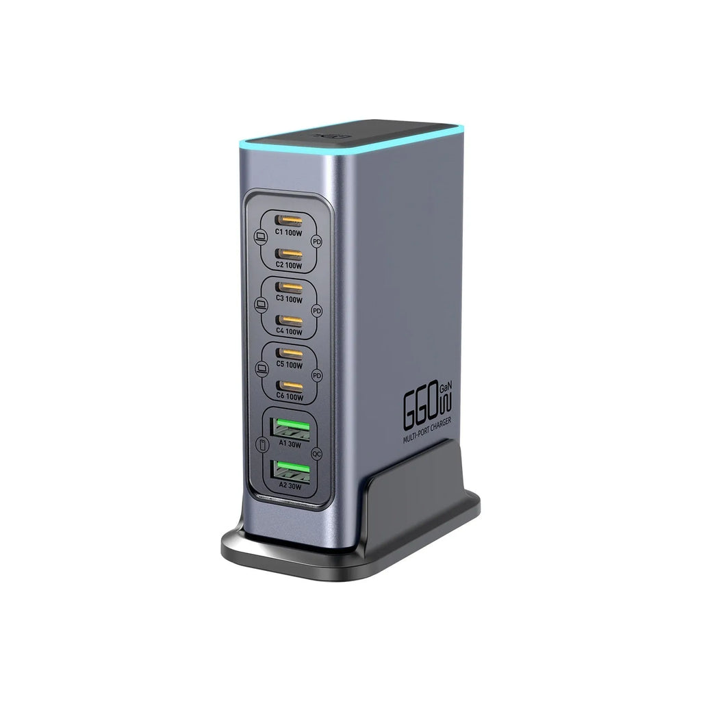 660W Gallium Nitride GaN fast charging head with US, UK, EU and AU plug adapters