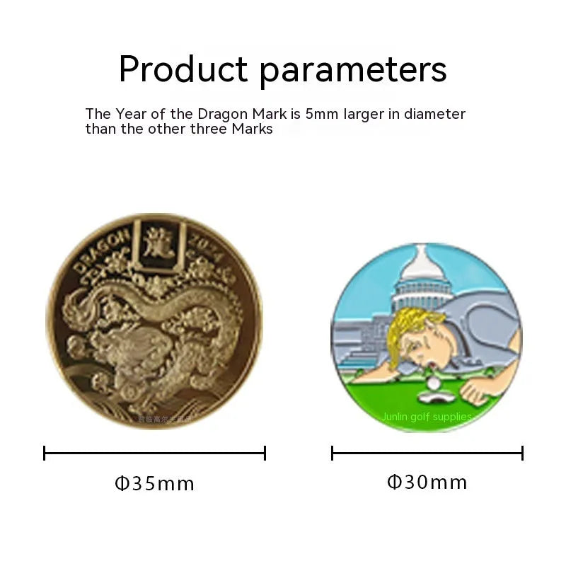 Zinc alloy hat clip with dragon year design for golf caps and personalised accessories