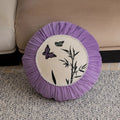 Square beige cushion with detailed Chinese style butterfly embroidery, 45x45cm.