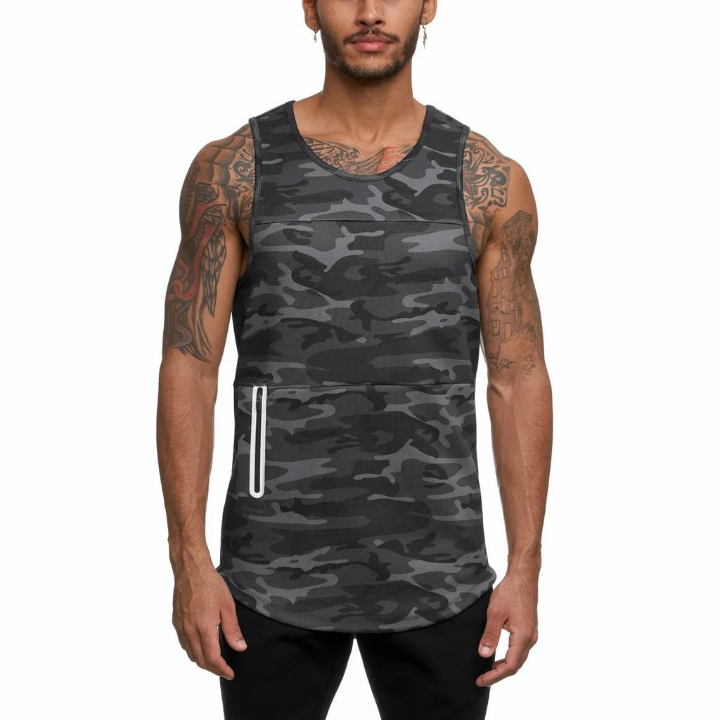 Mens summer quick dry cotton blended sports vest in black light board colour