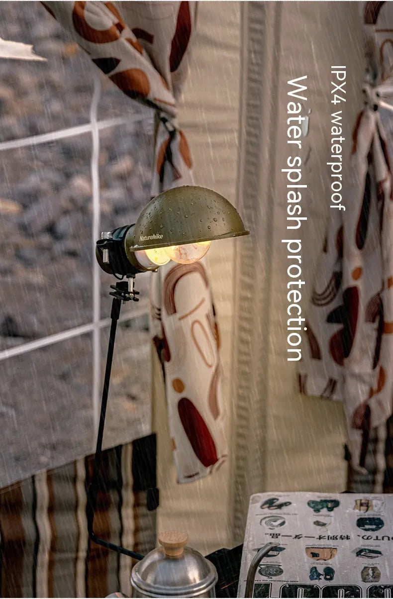 Rechargeable metal hanging camping lamp in Wood Grain Color or Olive Green, about 0.6kg, model NH22ZM002