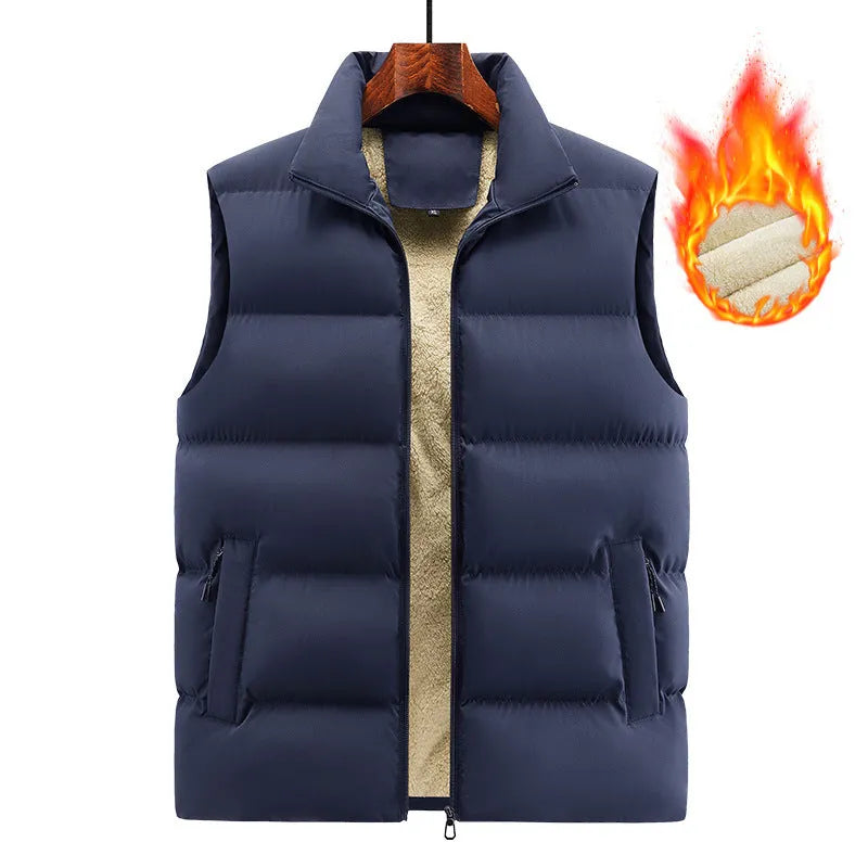 Striped lambswool men's vest in black, dark blue, or red for autumn and winter wear