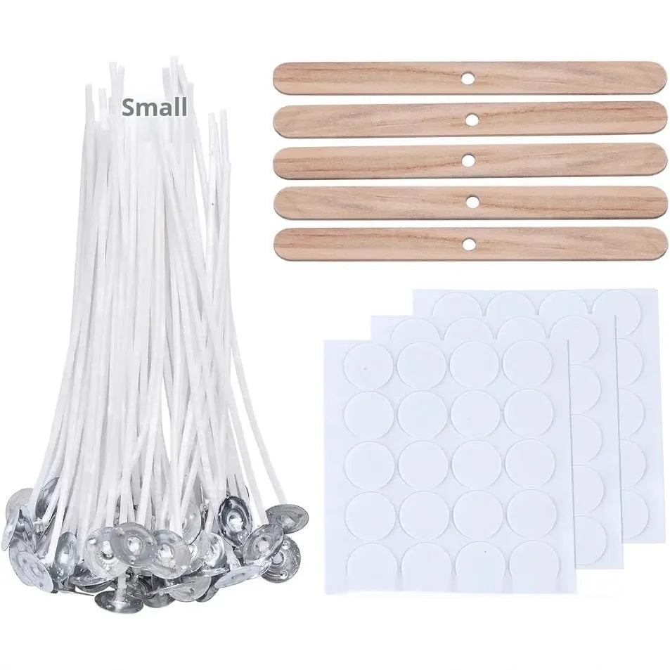White cotton candle wicks in three lengths: 2.6cm, 6cm and 8cm for DIY candle making