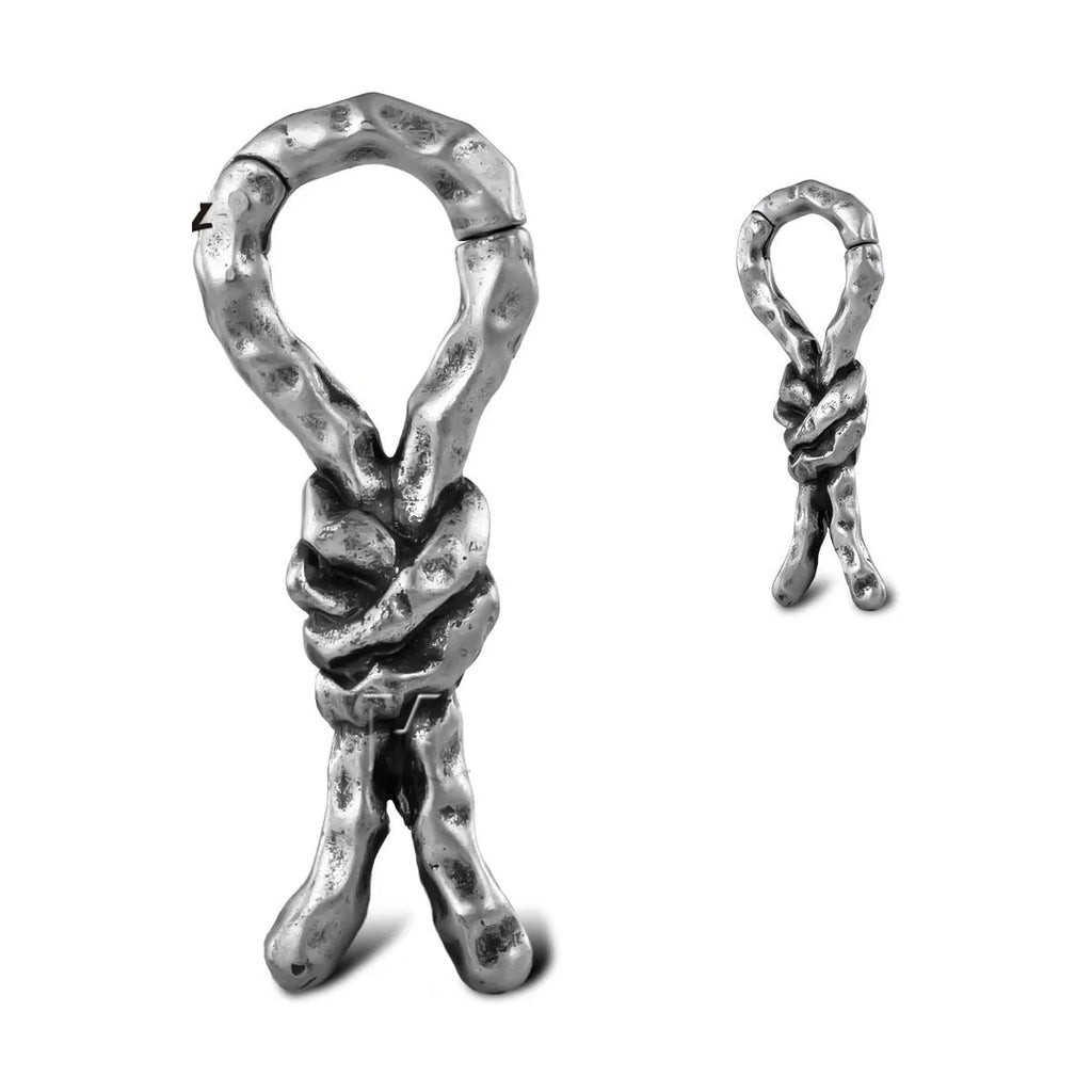 Copper earring with bent retro design for auricle piercing, 4mm size.