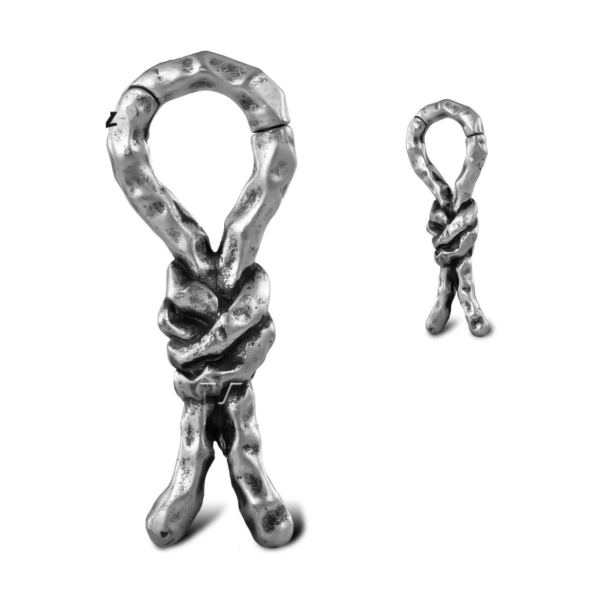 Copper earring with bent retro design for auricle piercing, 4mm size.