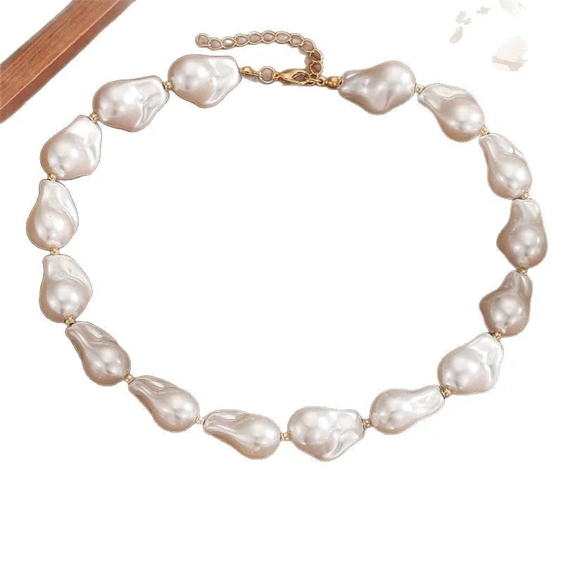 Baroque imitation pearl jewellery with irregular teardrop necklace, bracelet and earrings for women