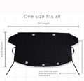 Windshield ice and snow gown in black rubber Oxford cloth placed over a car windscreen for frost and snow protection