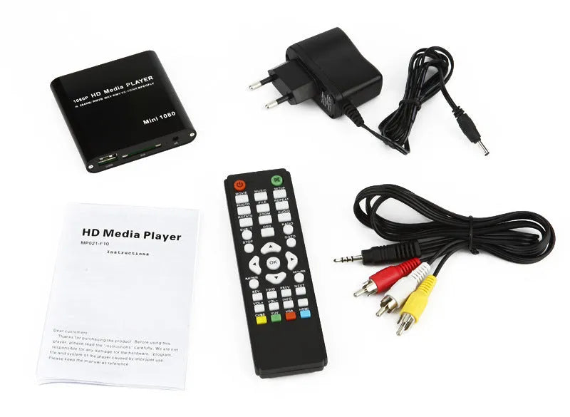 Blue or black Full HD 1080p media player with SD card slot, USB port and HDMI output