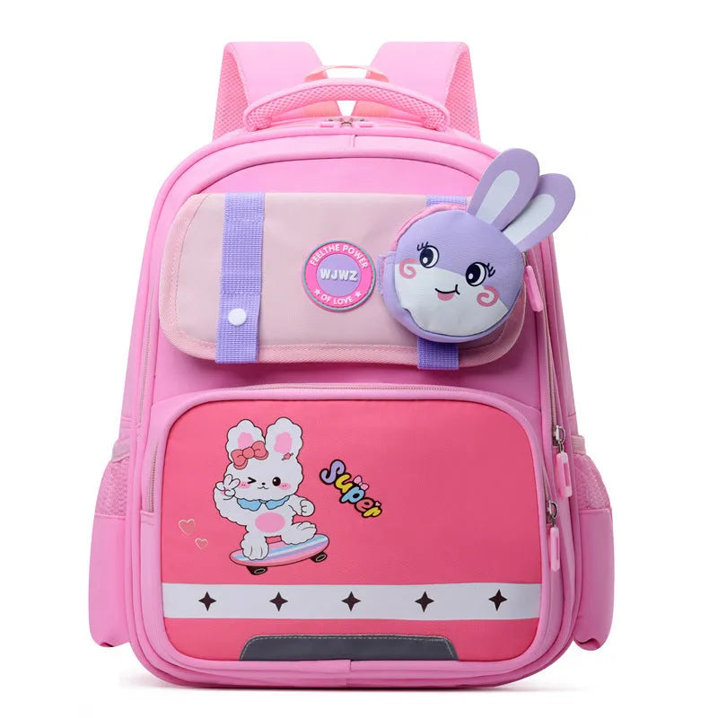 Dinosaur print lightweight nylon schoolbag for grade 1-2 with spine protection and air pillow belt, available in multiple colours