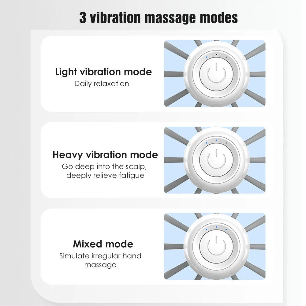 Multi-claw electric head massage tingler with TPE material in black rechargeable option showing compact design