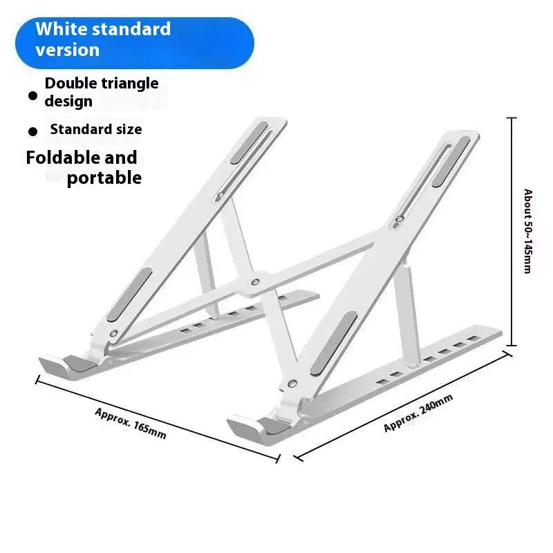 Silver aluminium laptop stand with folding legs for 16-18 inch notebooks
