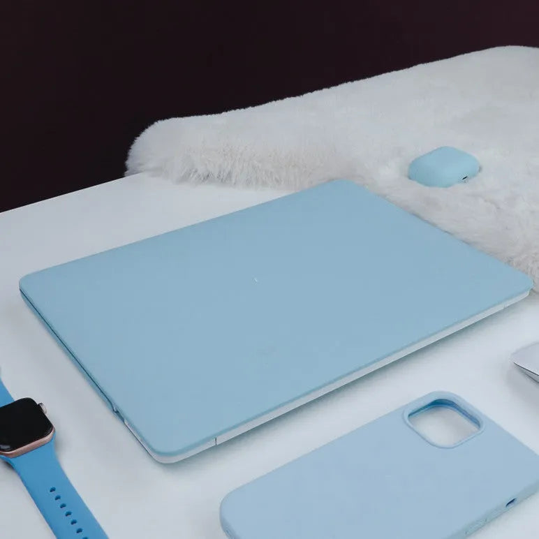 Colorful 16 inch laptop sleeve in Dream Blue with sticker style design for MacBook