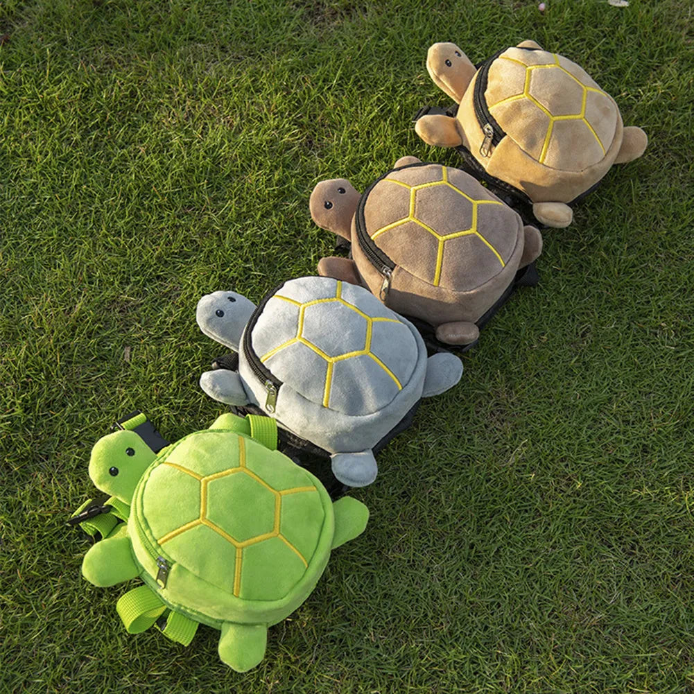 Cartoon turtle shaped pet backpack harness with no-pull design and metal zipper in velvet material