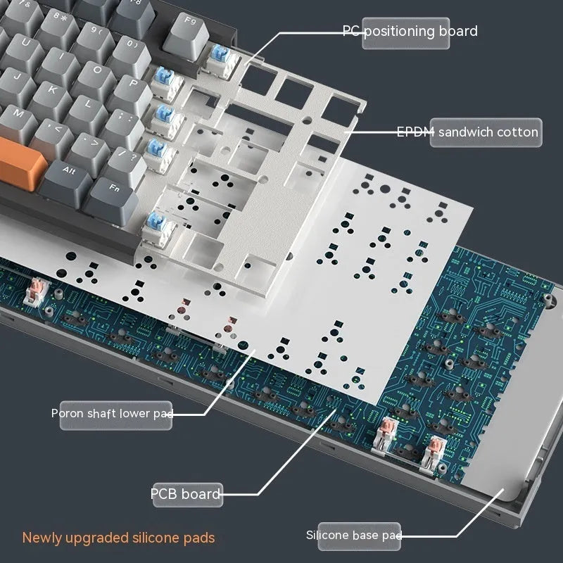 Wireless mechanical keyboard with RGB backlighting showing Sea and Air Shaft Pro colourway on desk
