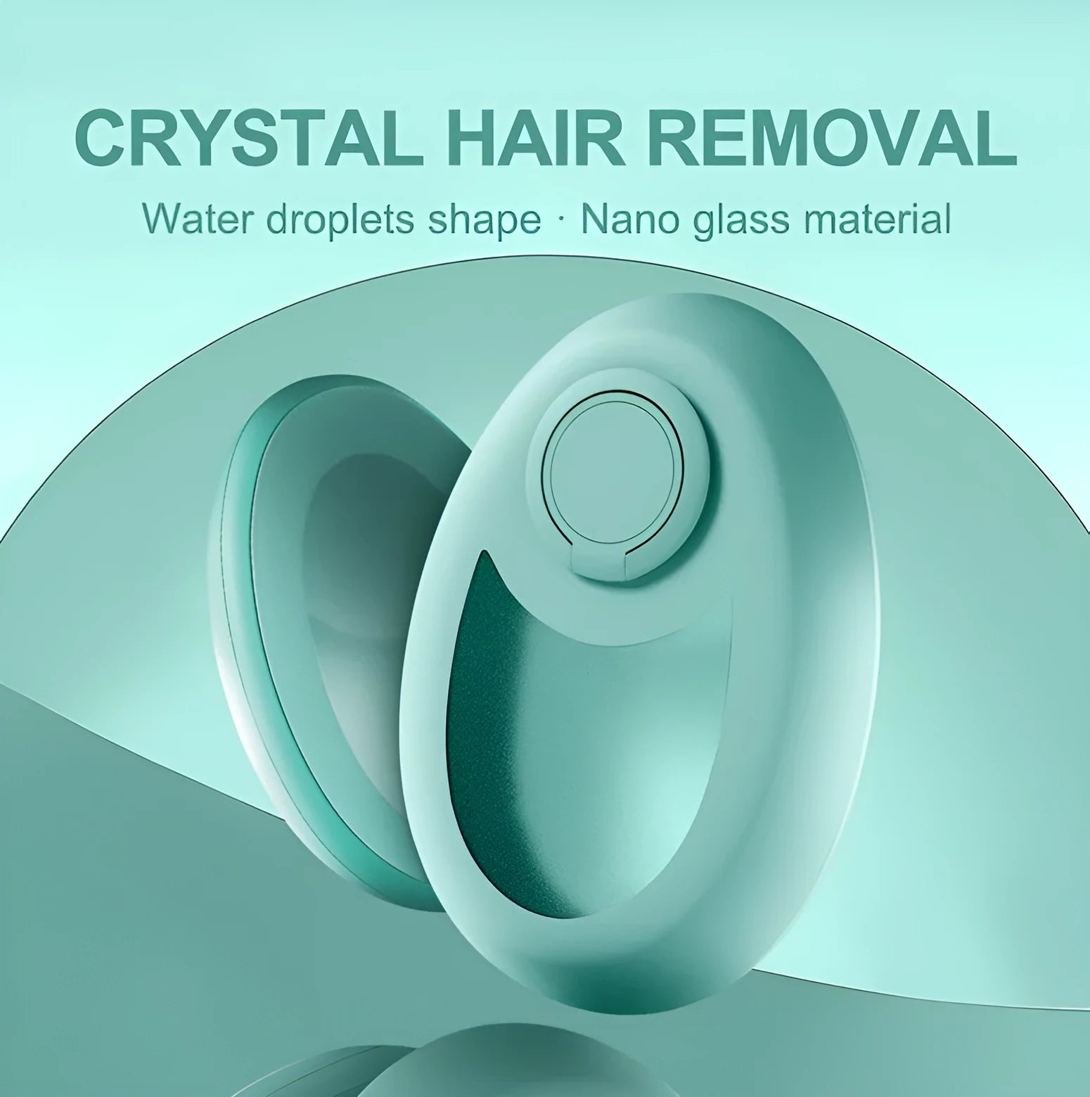 CJEER flat crystal hair removal device in green, purple or black with metal finger ring.