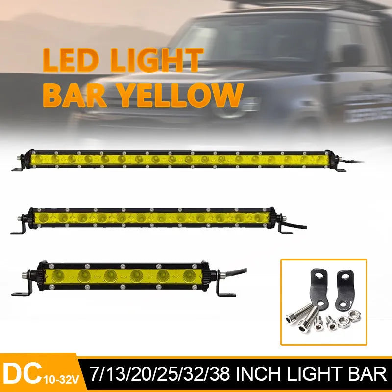 25-inch aluminium alloy LED light bar with mounting brackets for vehicle auxiliary lighting