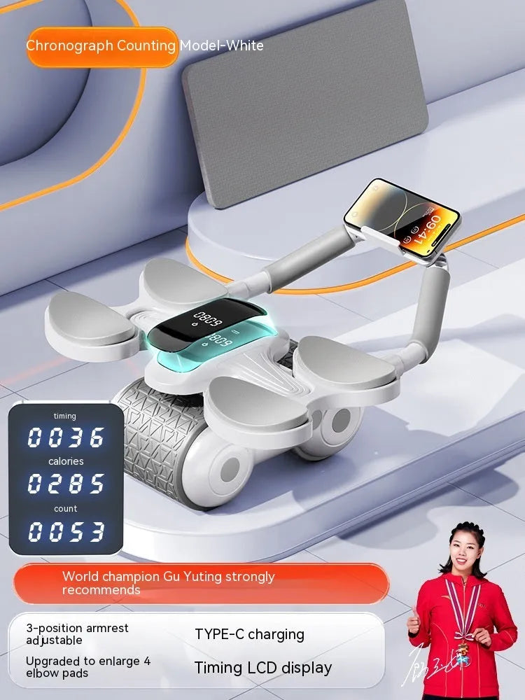 White household roller fitness equipment with LED timing display for abdominal workouts
