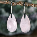 Drop shape earrings for women, pink crystal and green Dongling copper, electroplated finish, Amazonite and pink crystal colour options