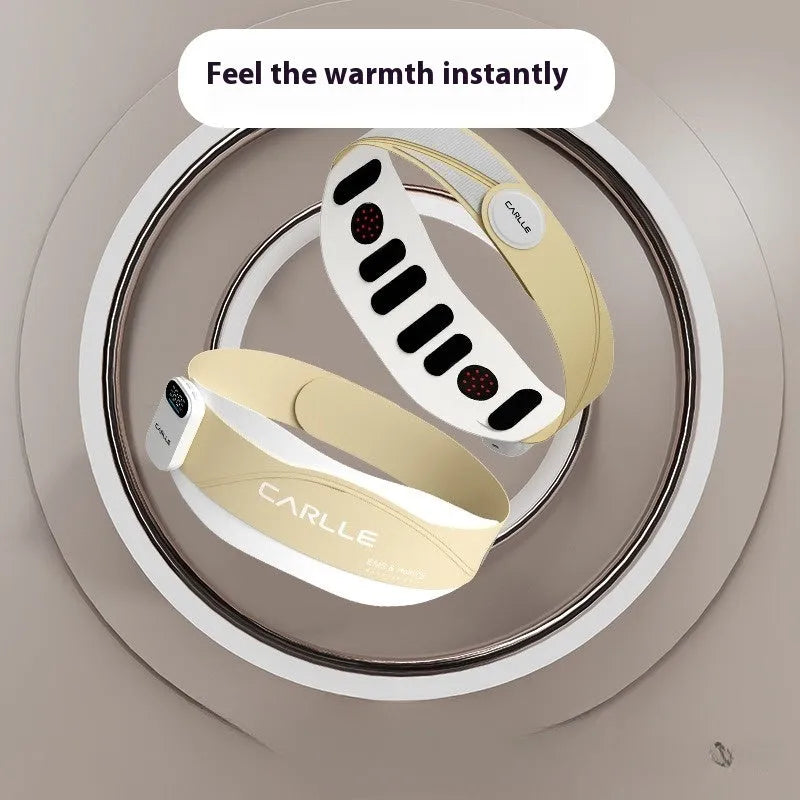 Beige rechargeable waist support belt with micro current and red light heating, remote control included