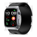 S15 Smart Watch with AMOLED display showing blood pressure and uric acid monitoring on a wrist with black leather strap
