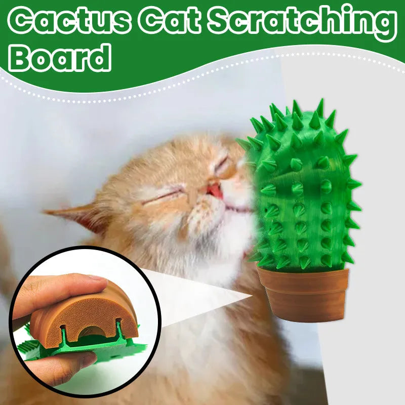 Creative Pet cactus cat scratch board in green plastic with comb feature, size 9x4x11 cm