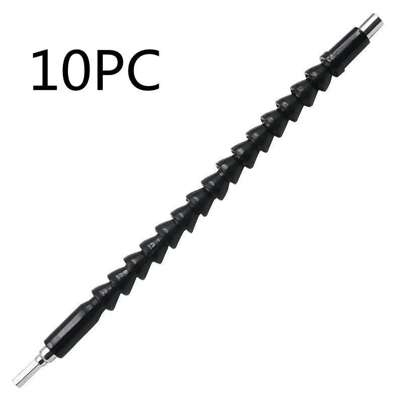 Black flexible cobra drill bit shaft 295mm with hex shank and inner hexagon head