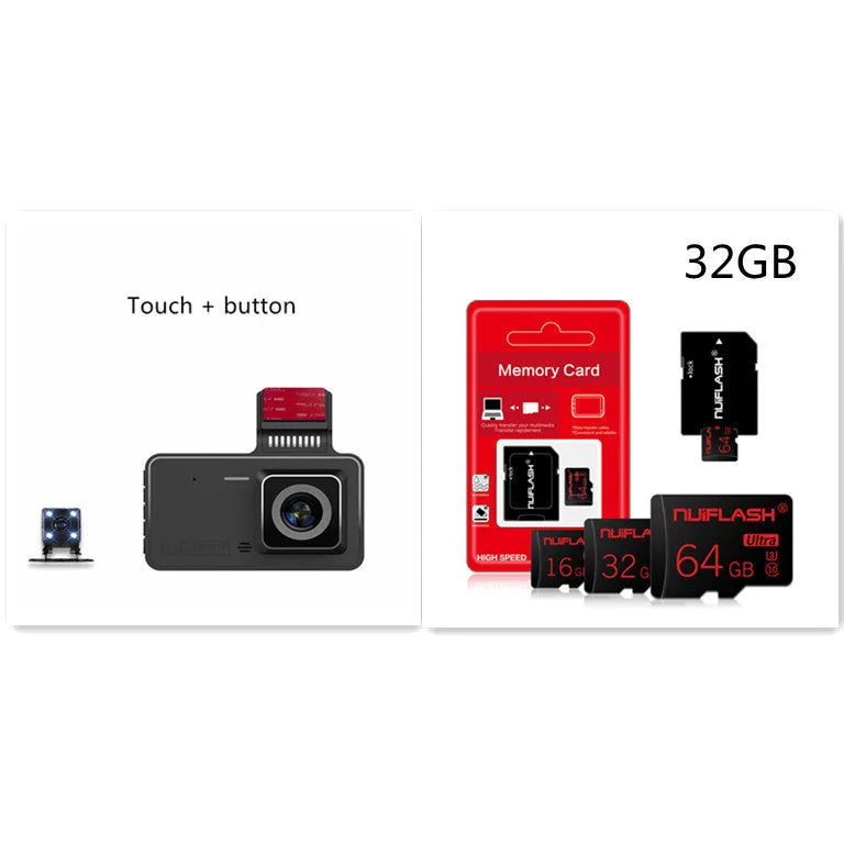 4-inch touch screen dual lens dashcam for front and rear vehicle recording