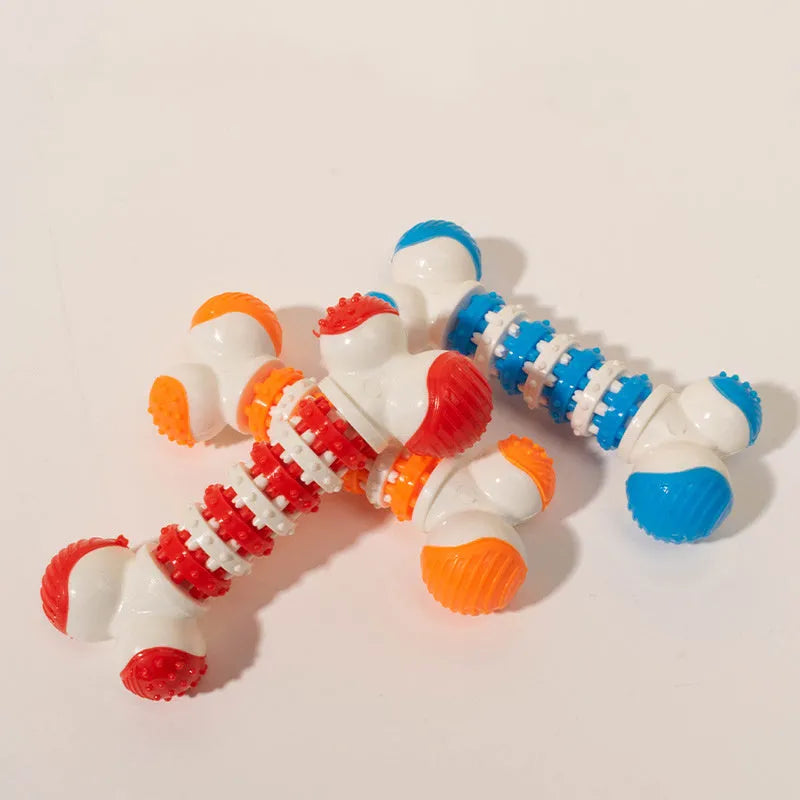 Bone-shaped interactive dog chew toy for small breeds with treat holder compartment
