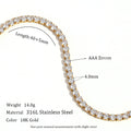 Stainless steel zircon necklace and bracelet set with 2-5mm stones and gold or silver titanium steel pendant