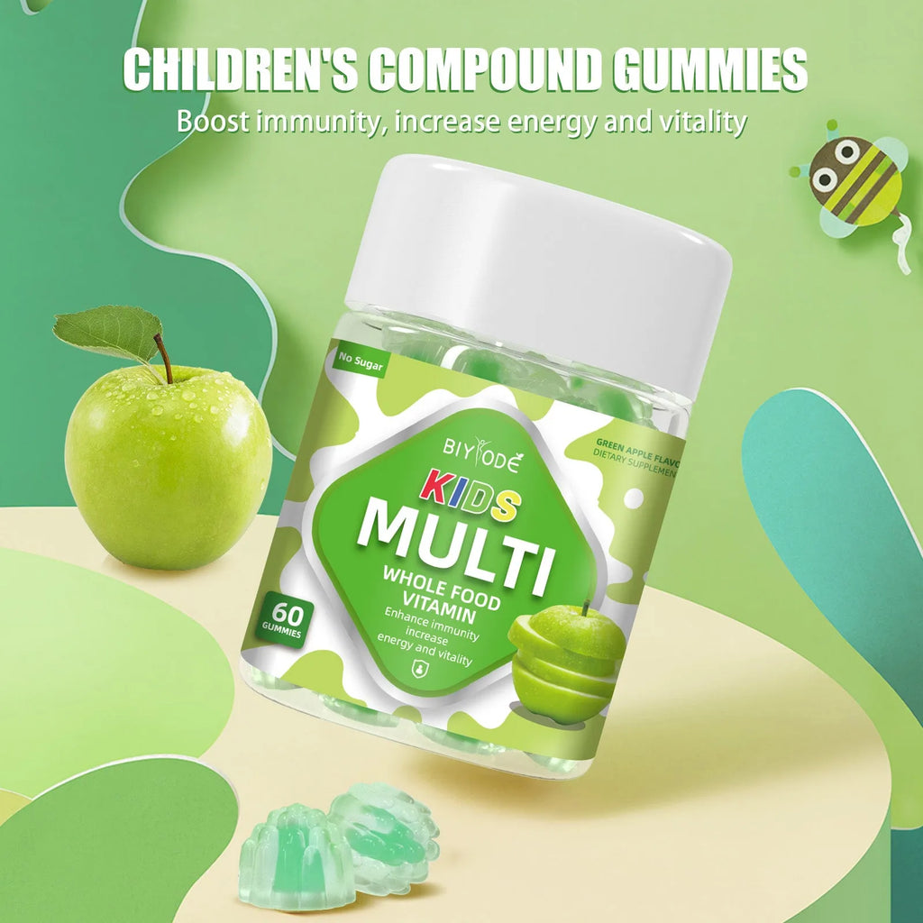 Bottle of Biyode kids multivitamin gummies with 60 gummies for children's immune support