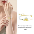 Women's silver bracelet with peach blossom design and safety buckle in New Chinese style jewellery