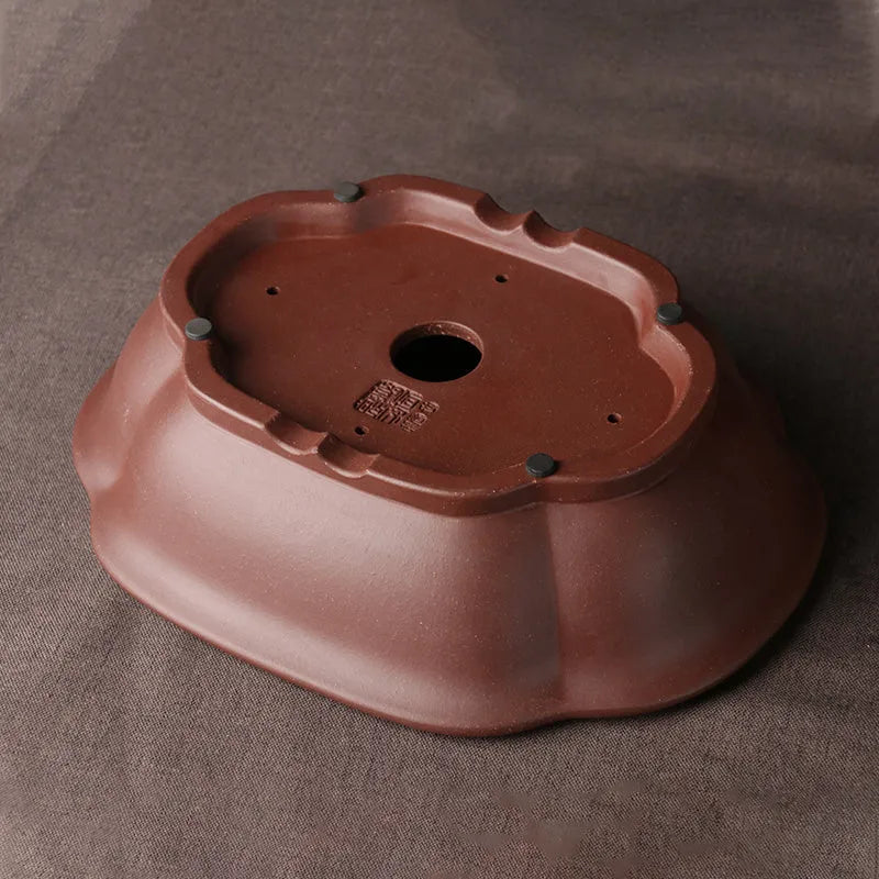 Handmade purple clay bonsai pot in classical plain Chinese style