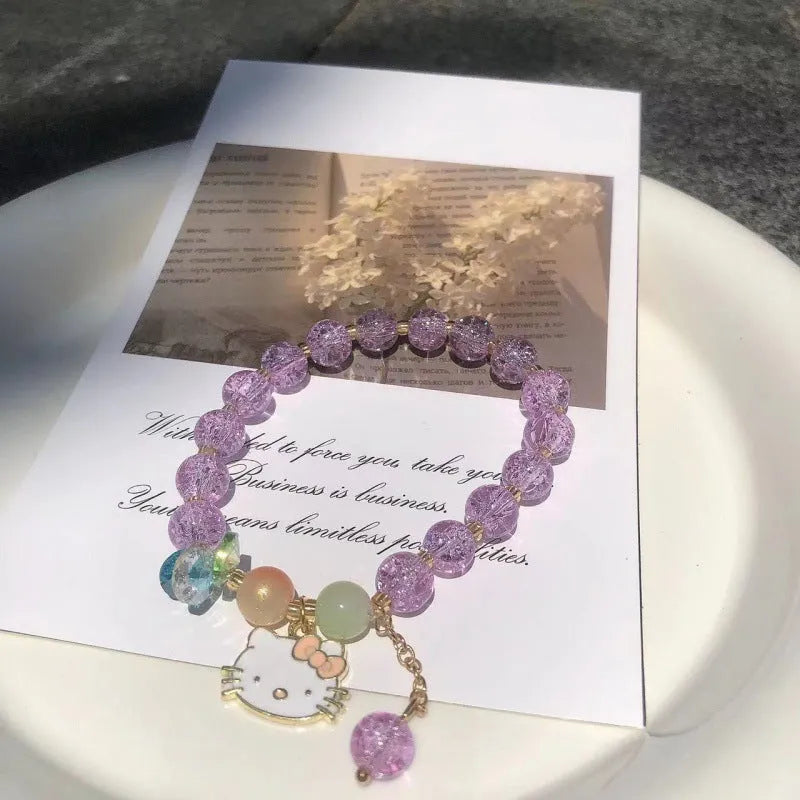 Chinese style bamboo leaf glass bracelet for women with manual craftsmanship.