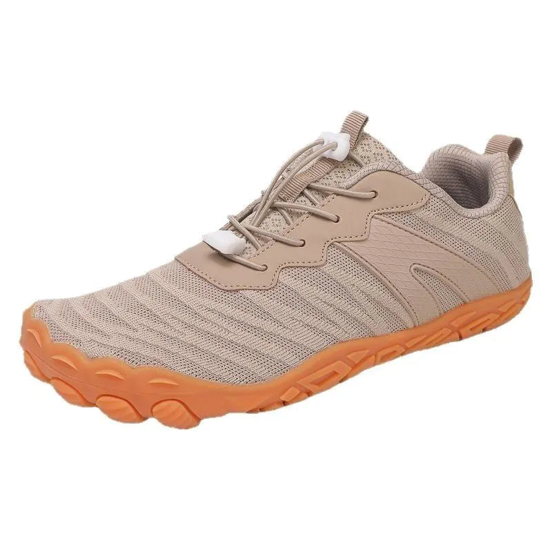 Low-top outdoor hiking shoes with rubber sole and mesh lining in multiple colour options