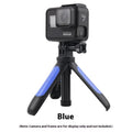 Mini telescopic selfie stick tripod with ABS silicone phone holder in silver gray