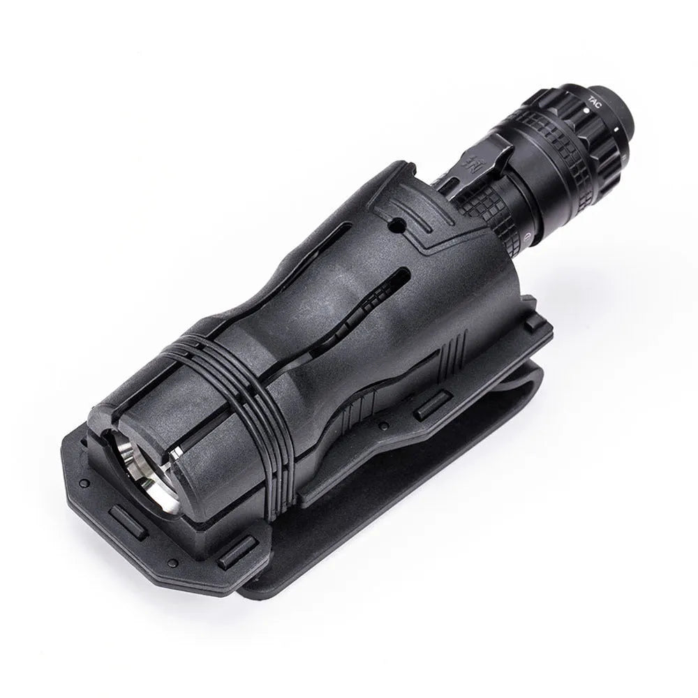 Black nylon glass fibre 360-degree rotating V6 tactical torch quick pull sleeve with belt attachment