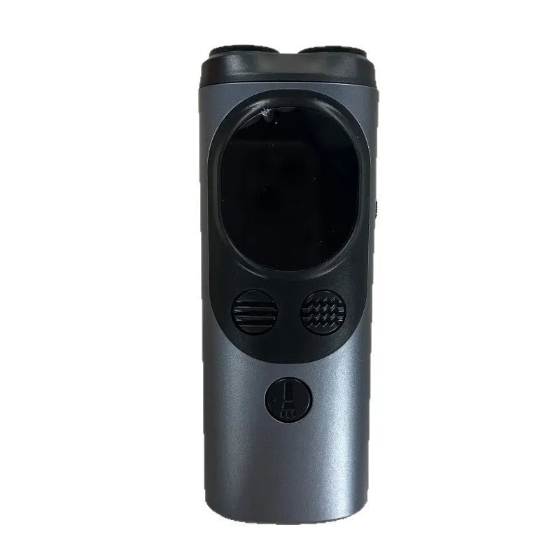 Ultrasonic three-head dog repellent bark stopper handheld device with light in orange, grey, or navy blue, 4.85 x 4.68 x 12.60 cm