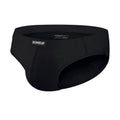 Men's seamless briefs in black colour showing low waist design and seamless edges