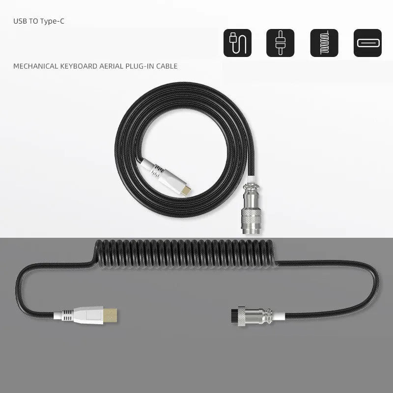 Type-C detachable mechanical keyboard navigation cable in multiple colours with USB connection