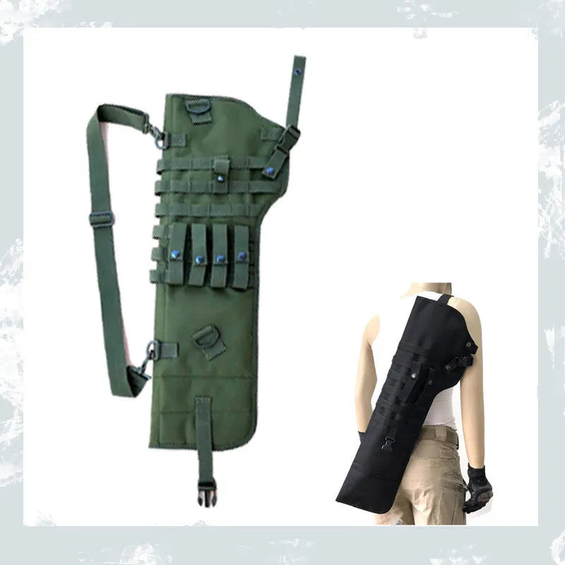 Tactical single shoulder hunting knife bag in Oxford cloth, 72x25x3cm, green colour