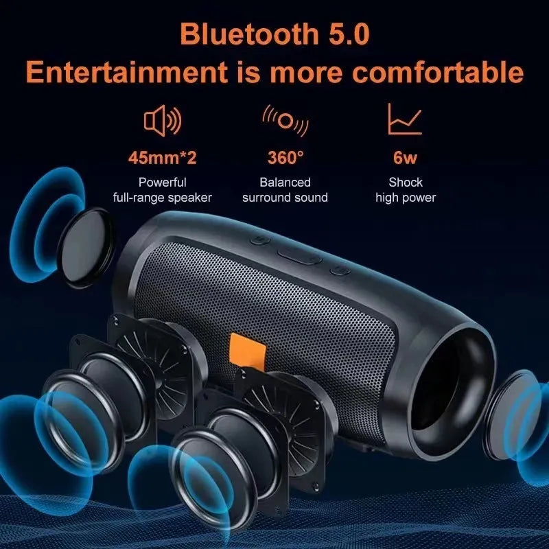 Outdoor portable wireless Bluetooth speaker in black with voice prompt and call function