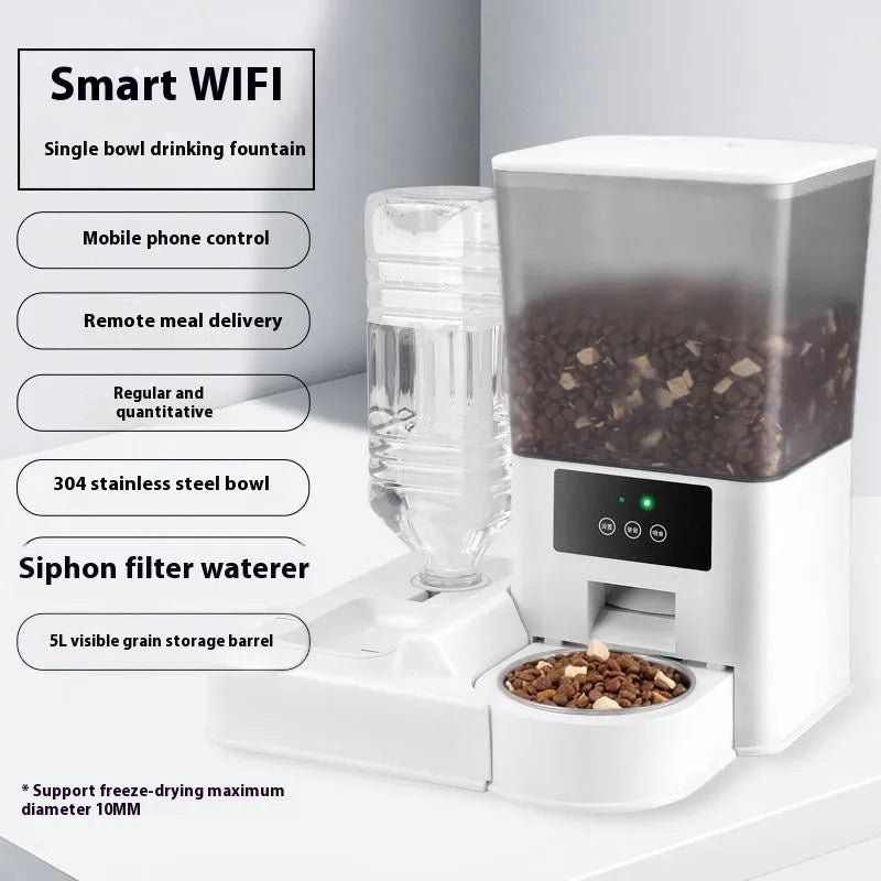 5 litre stainless steel single bowl pet intelligent feeder with multiple smart control model options