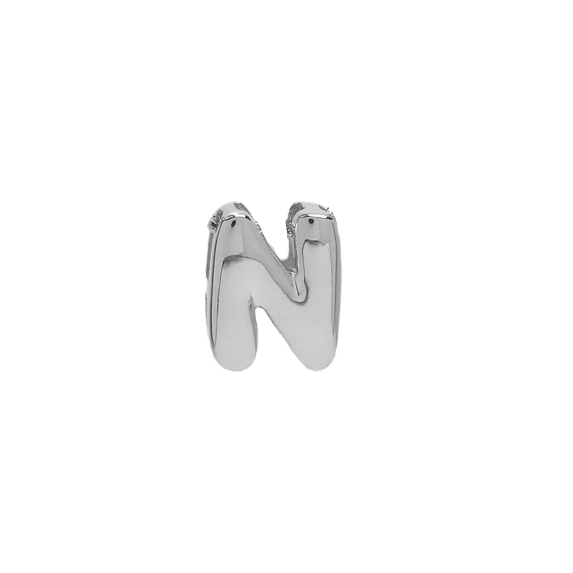 18k brass smooth surface bubble DIY letter bracelet with gold electroplated finish and letter pendant on white background