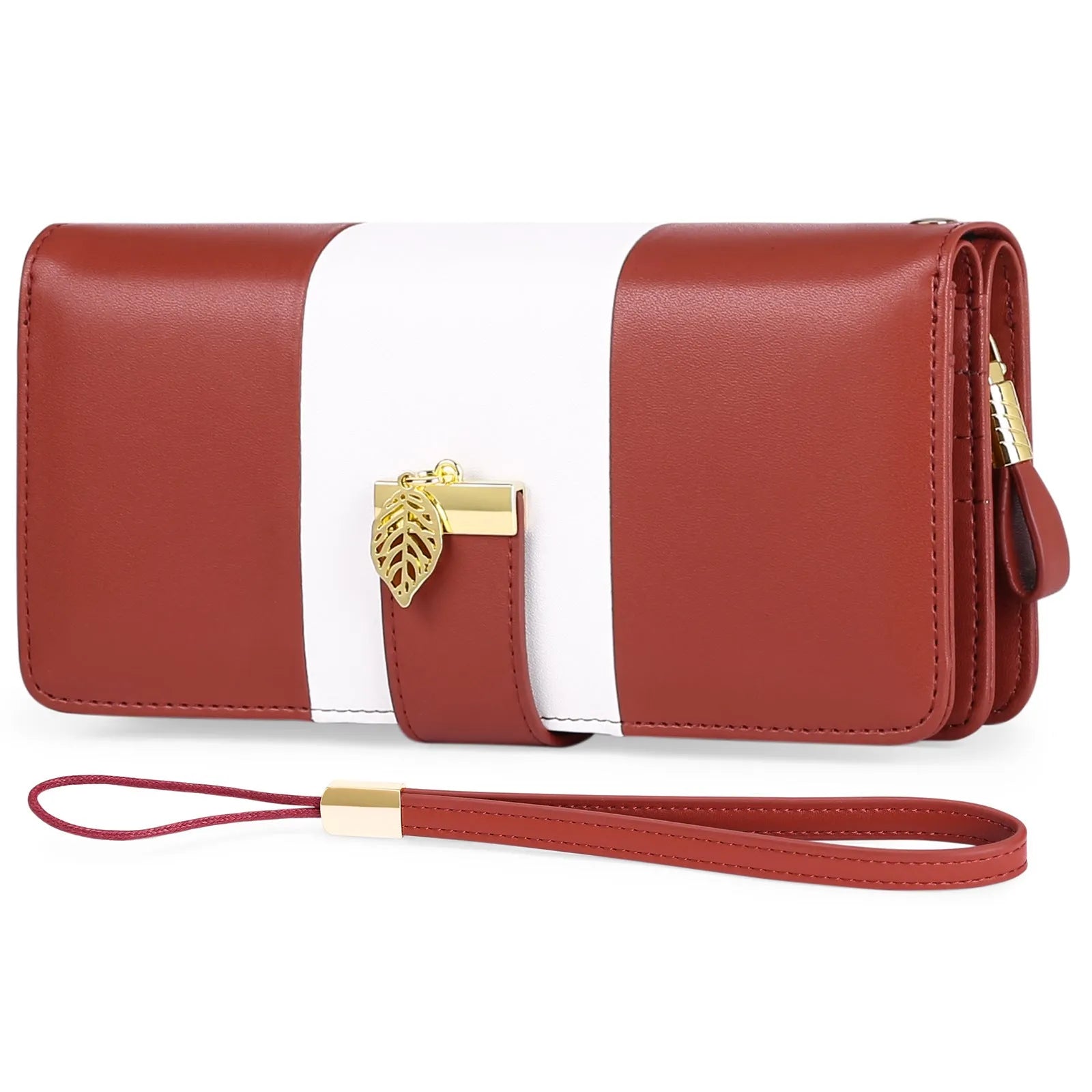 Midnight black PU leather anti-theft clutch bag with a silver lock on the zip, shown open to reveal RFID-blocking card slots.