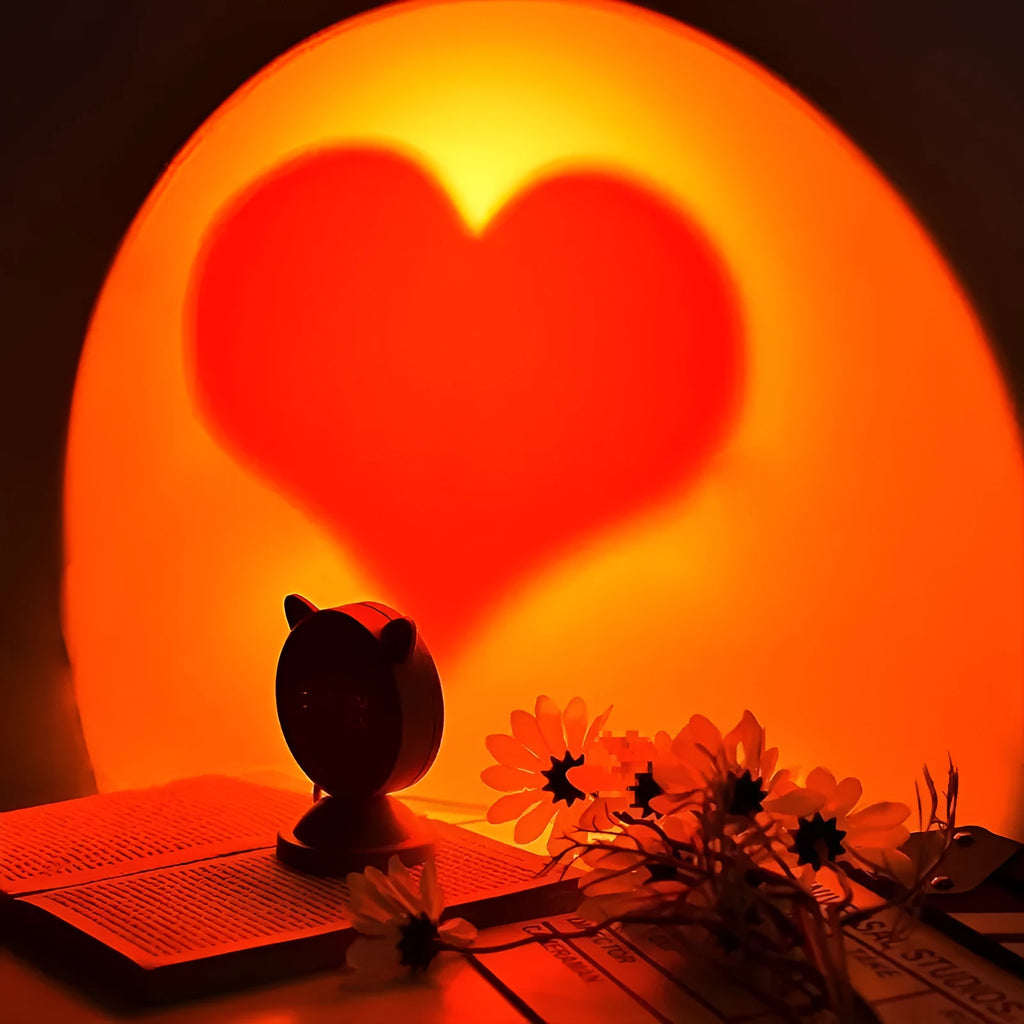 Pink venison ear small night lamp on bedside table emitting warm sunset glow