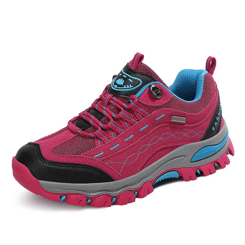 Breathable low-top hiking shoes in purple with PU and mesh upper and rubber sole