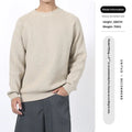 Men's loose round neck sweater in pink apricot, long sleeve pullover style for spring autumn