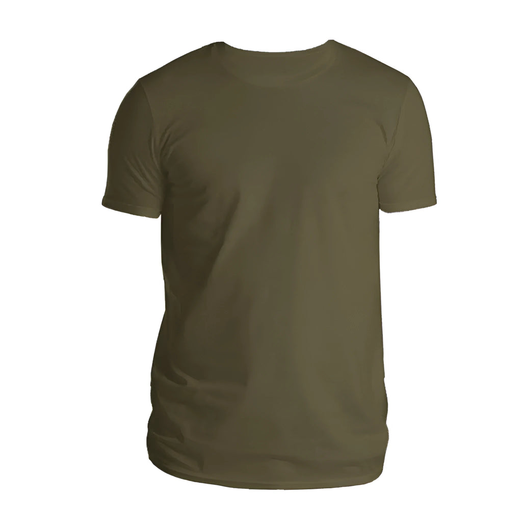 Custom Men's T-shirt in Army Green with short sleeves and crew neck, size XS to 3XL