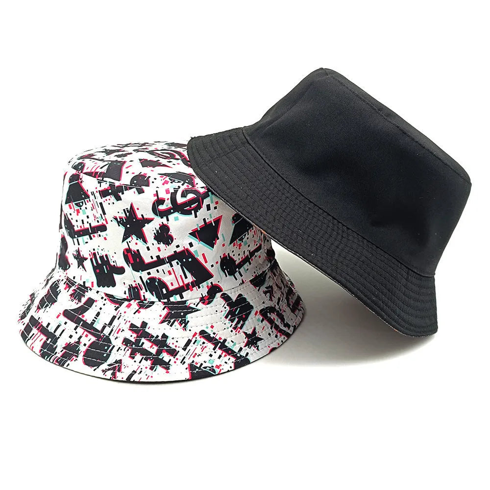 Musical note pattern bucket hat in Note colour, polyester, dome crown, size M 56-58cm