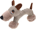 Soft plush dog squeaky toy in monkey and puppy designs for medium and large breed dogs.